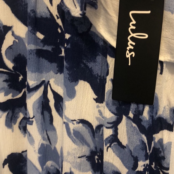 Lulus Blue and White Floral Print Ruffled Dress - Picture 2 of 4